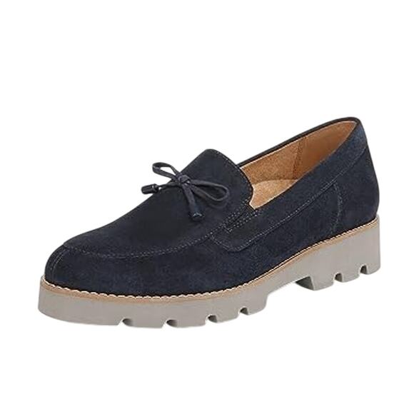 Vionic Womens Charm Finley Loafers US 10 Wide EU 41 Navy Suede NIB - Picture 1 of 12